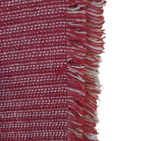 NWT- Aqua Bloomingdales Maroon and Grey Scarf with Fringe - Picture 3 of 8